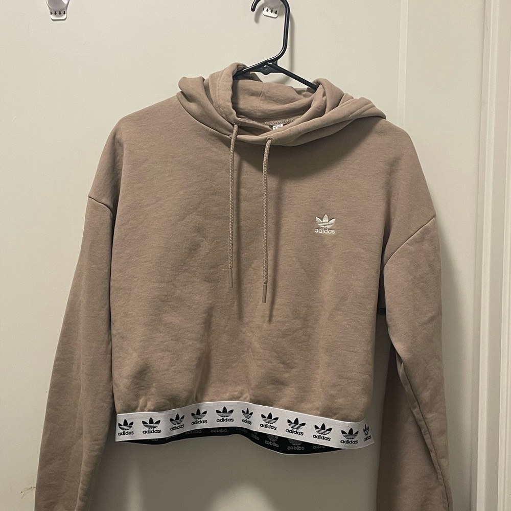 Light brown Adidas cropped hoodie
